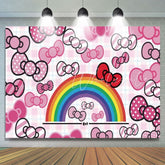 Anime Hello Cat Pink Bow Tie Birthday Backdrop For Girls