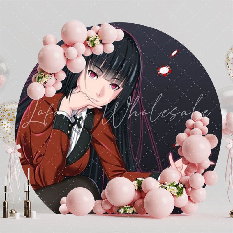 Anime Yumeko Jabami Round Backdrop For Party Celebration