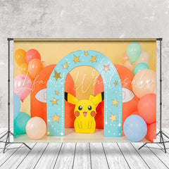 Arch Cartoon Pokemon Balloons Cake Smash Backdrop