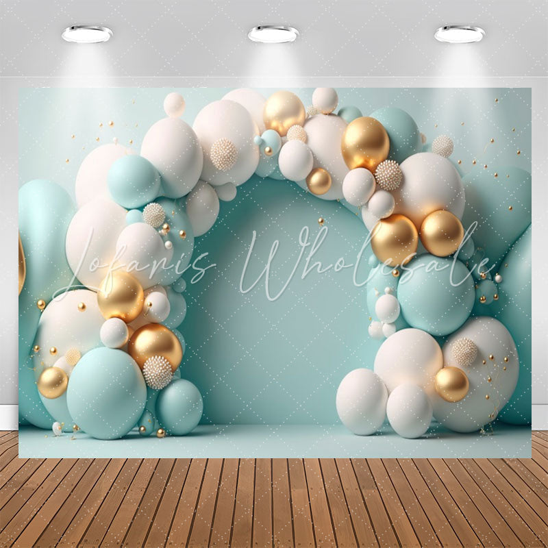 Lofaris Arch Structure Blue White Balloons Birthday Backdrop
