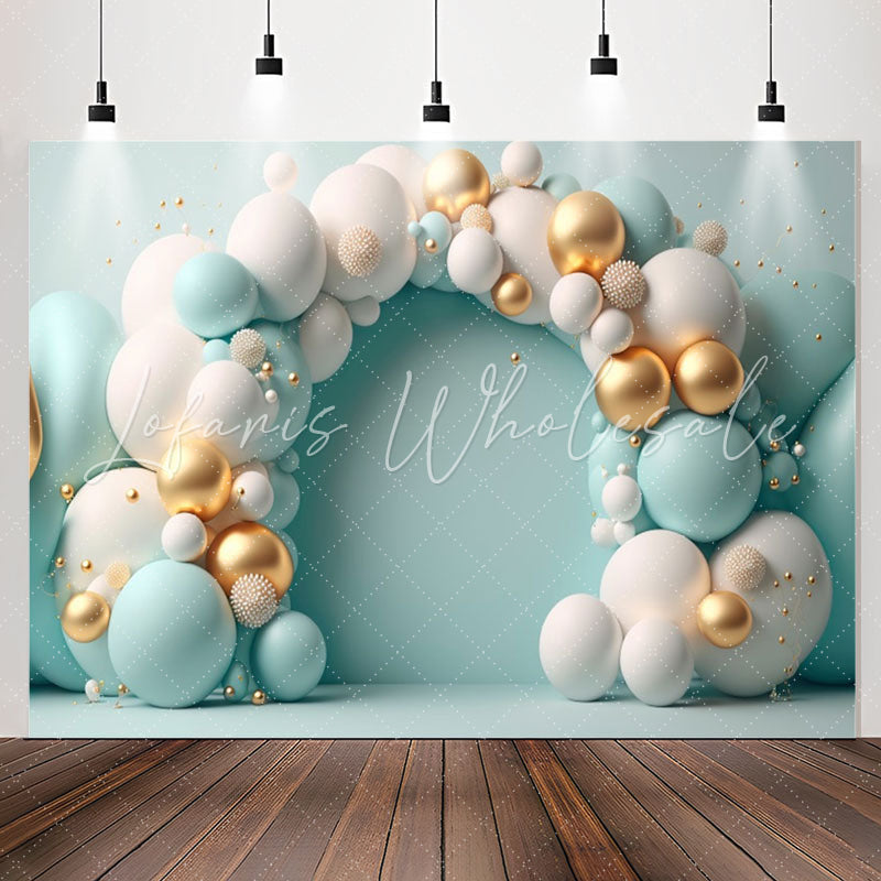 Lofaris Arch Structure Blue White Balloons Birthday Backdrop