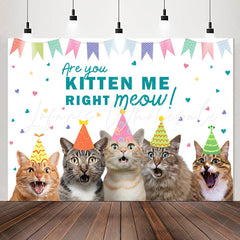 Lofaris Are You Kitten Me Right Meow Cats Birthday Backdrop