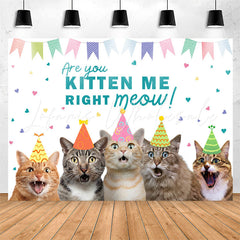 Lofaris Are You Kitten Me Right Meow Cats Birthday Backdrop