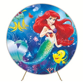 Ariel Mermaid Princess Round Backdrop For Ocean Fantasy Party