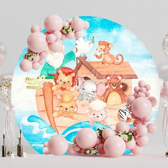 Ark Of Noah Animal Theme Round Backdrop For Baby Celebration