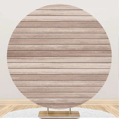 Lofaris Artistic Wood Plank Simple Circle Birthday Backdrop
