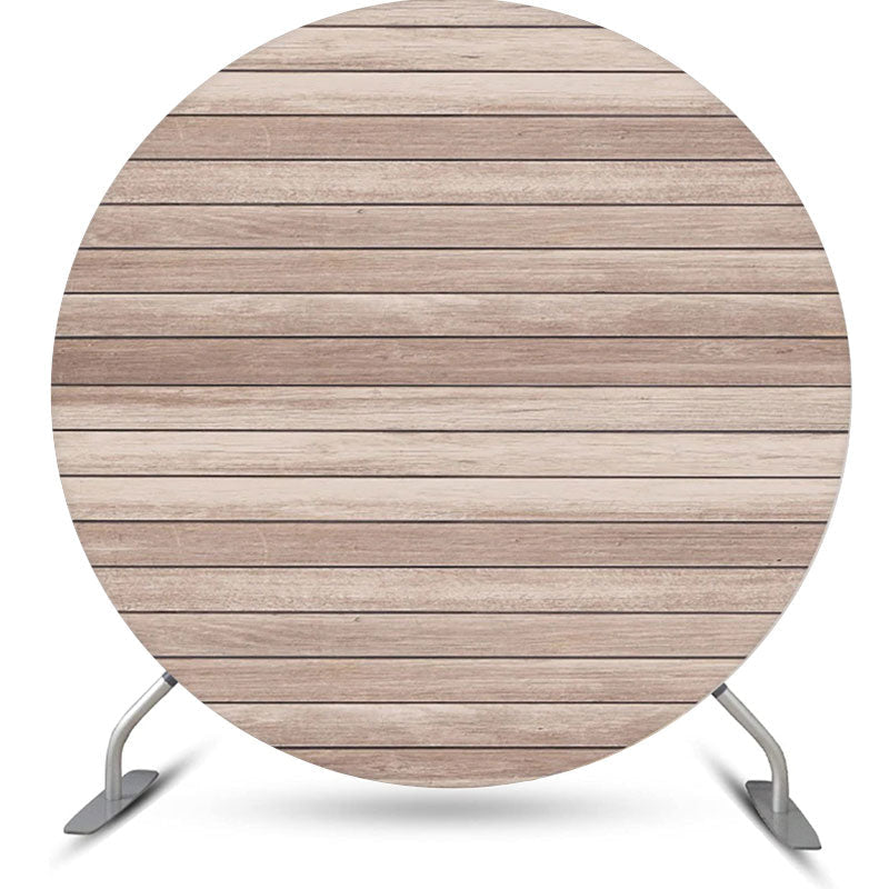 Lofaris Artistic Wood Plank Simple Circle Birthday Backdrop