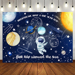 Lofaris Astronaut First Trip Around Sun 1st Birthday Backdrop