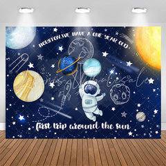 Lofaris Astronaut First Trip Around Sun 1st Birthday Backdrop