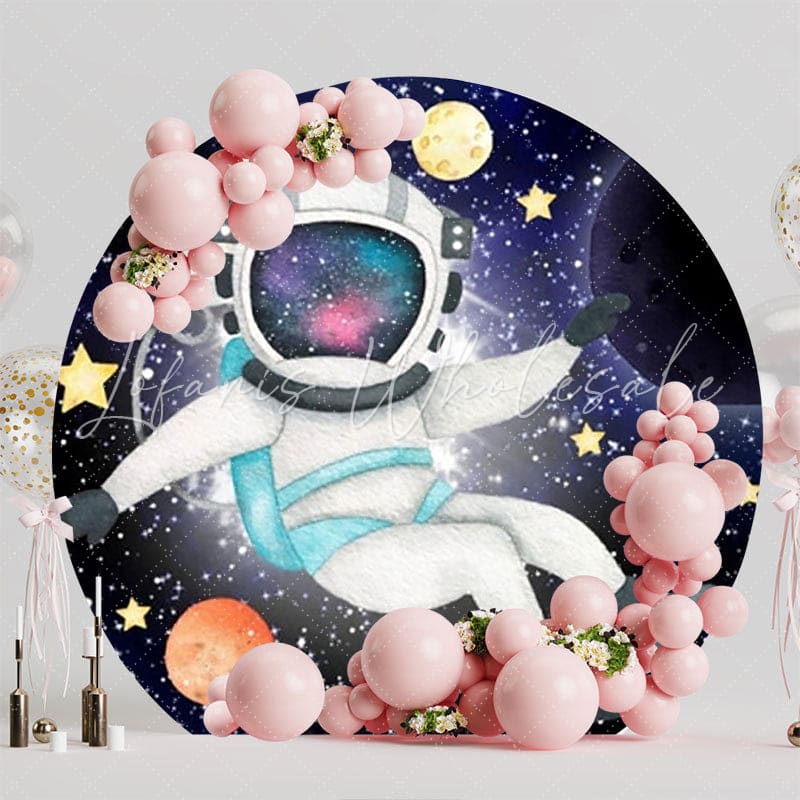 Astronaut Galaxy Adventure Round Backdrop For Space-Themed Party