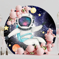 Astronaut Galaxy Adventure Round Backdrop For Space-Themed Party