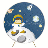 Astronaut on the Moon Round Backdrop for Space Themed Party