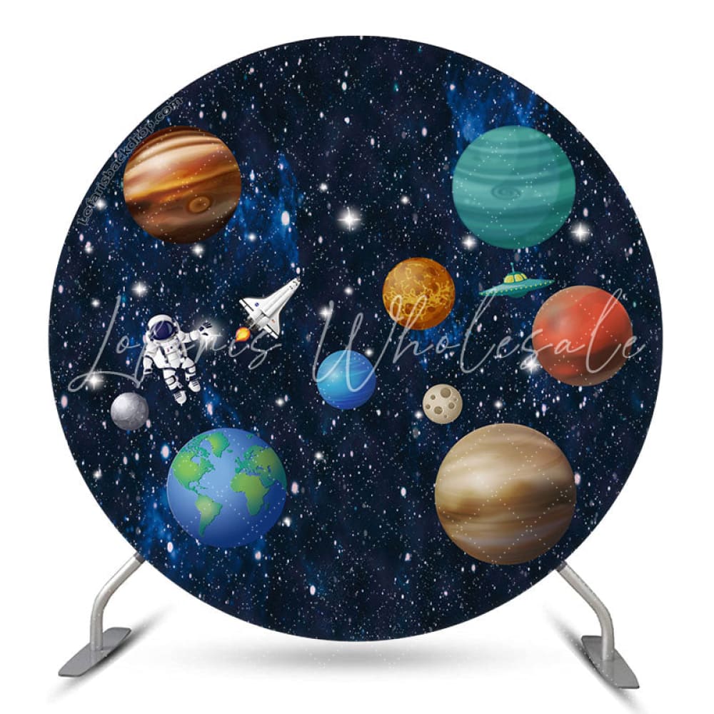 Lofaris Astronaut Planet Space Circle Backdrop For Birthday