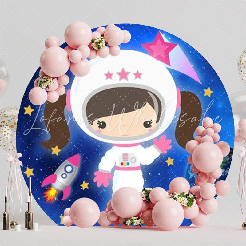 Astronaut Space Adventure Round Backdrop For Cosmic Party Theme