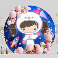 Astronaut Space Adventure Round Backdrop For Cosmic Party Theme