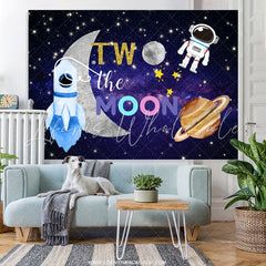 Lofaris Astronaut Space Two The Moon Happy Birthday Backdrop
