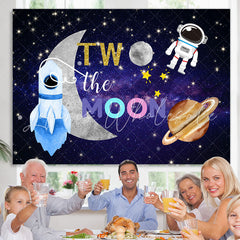 Lofaris Astronaut Space Two The Moon Happy Birthday Backdrop
