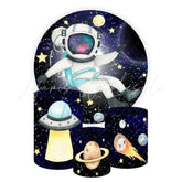 Astronaut Themed Round Backdrop and Cylinders Kit for Parties