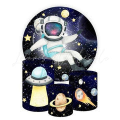 Astronaut Themed Round Backdrop and Cylinders Kit for Parties