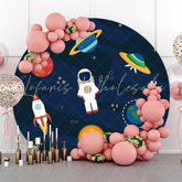 Lofaris Astronauts In Space Theme Circle Happy Birthday Backdrop