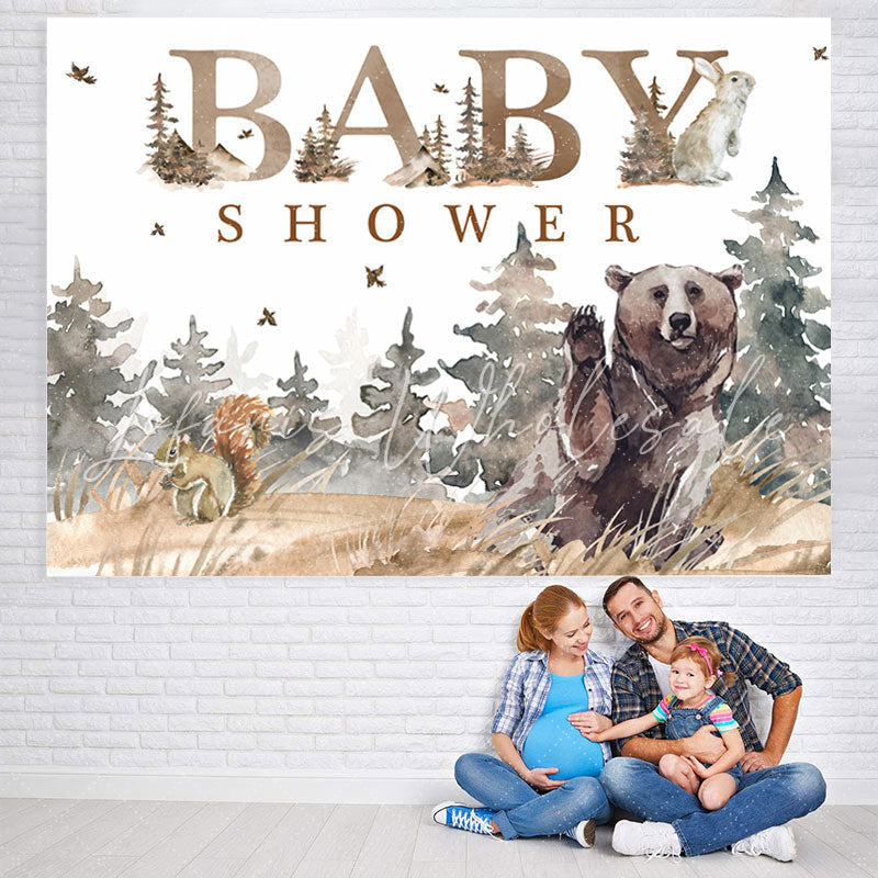 Lofaris Autumn forests and Meadows Animals Baby Shower Backdrop