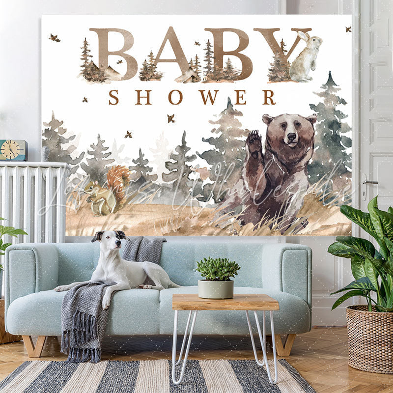 Lofaris Autumn forests and Meadows Animals Baby Shower Backdrop