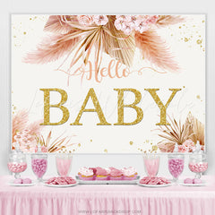 Lofaris Autumn Glitter Flowers Charmful Baby Shower Backdrop