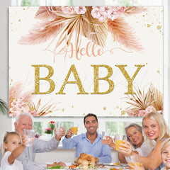 Lofaris Autumn Glitter Flowers Charmful Baby Shower Backdrop