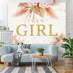 Lofaris Autumn Leaves With Flowers Girl Baby Shower Backdrop