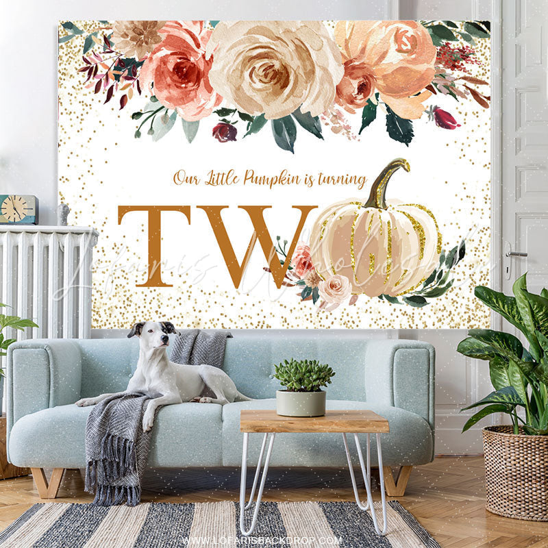 Lofaris Autumn Little Pumpkin Is Turning Two Birthday Backdrop