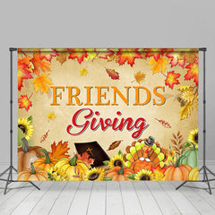 Lofaris Autumn Maple Leaves Pumpkins Friends Giving Backdrop