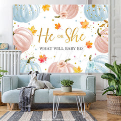 Lofaris Autumn Pumpkin Leaves Themed Baby Shower Backdrop