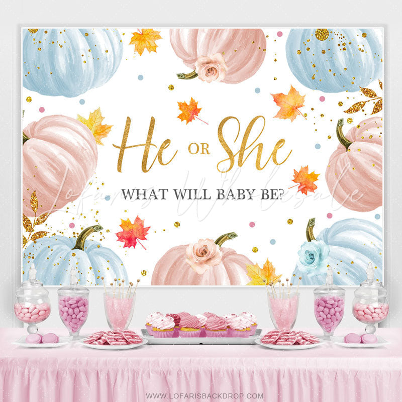 Lofaris Autumn Pumpkin Leaves Themed Baby Shower Backdrop