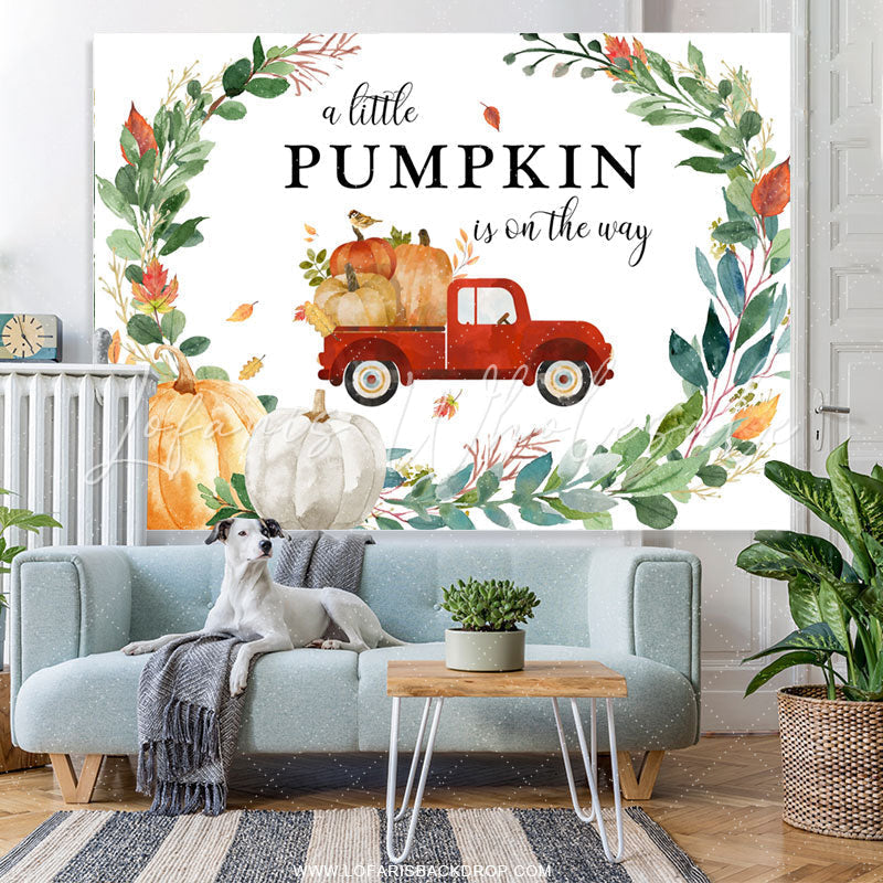 Lofaris Autumn Pumpkin On The Way Lovely Baby Shower Backdrop