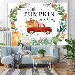 Lofaris Autumn Pumpkin On The Way Lovely Baby Shower Backdrop