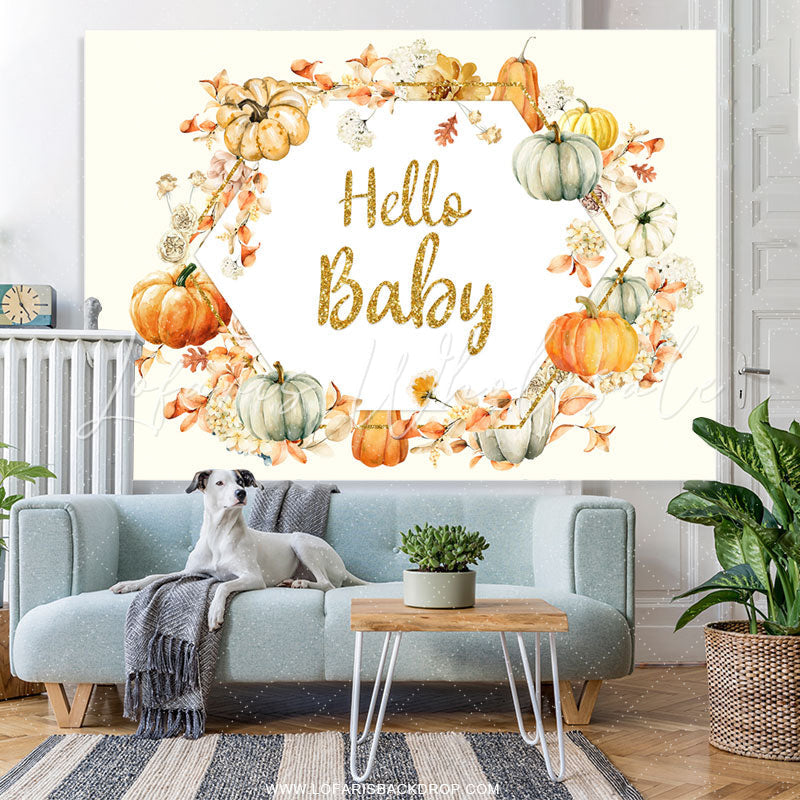 Lofaris Autumn Pumpkin Simple Cute Flower Baby Shower Backdrop