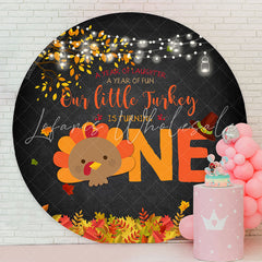Lofaris Autumn Turkey Black Round 1st Birthday Backdrops