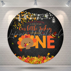 Lofaris Autumn Turkey Black Round 1st Birthday Backdrops