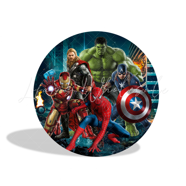 Avenger Birthday Party Round Backdrop Cover Plinth Cylinder Pedestal Cloth Cover