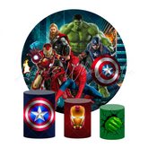 Avenger Birthday Party Round Backdrop Cover Plinth Cylinder Pedestal Cloth Cover