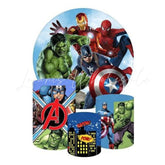 Avengers Marvel Themed Round Backdrop and Cylinders Kit