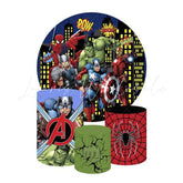 Avengers Themed Round Backdrop and Cylinder Kit for Parties