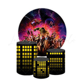 Avengers Themed Round Backdrop and Cylinders Kit