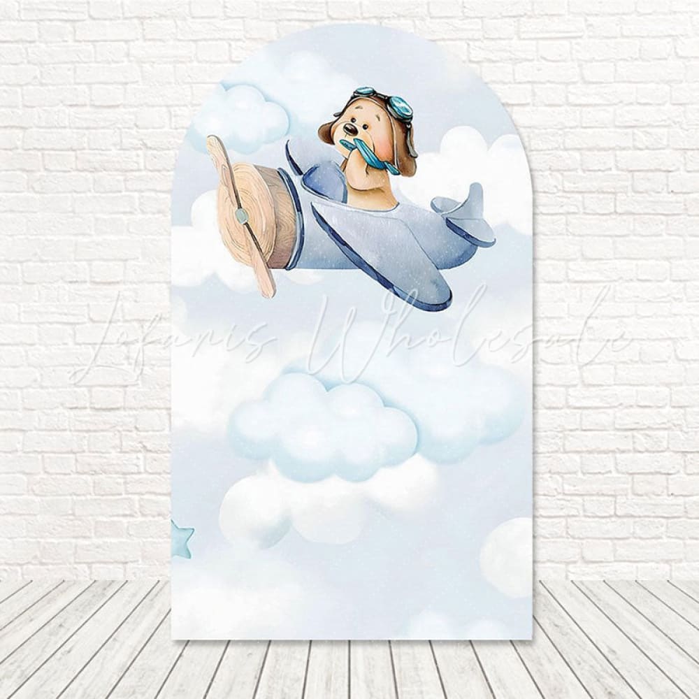 Aviator Bear Sky Journey Theme Arch Backdrop For Adventure Party
