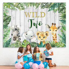 Lofaris Baby Animals And Green Plants Happy Wild Two Backdrop