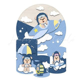 Baby Bear Airplane Themed Round Backdrop and Cylinders Kit for Kids