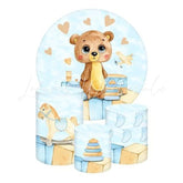Baby Bear Themed Round Backdrop and Cylinders Kit for Parties
