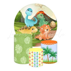 Baby Dinosaur Themed Round Backdrop and Cylinders Kit for Kids