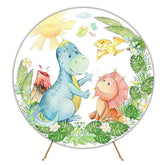 Baby Dinosaurs Watercolor Round Backdrop for Cute Party