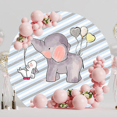 Baby Elephant Adorable Round Backdrop for Baby Shower